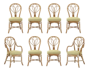 McGuire San Francisco Rattan With Rawhide Dining Chairs Set of 8