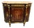 French Louis XVI Marble Top Sideboard Cabinet With Floral Marquetry, Bronze Ormolu & Hand-Finished Gold Leaf Details For Sale