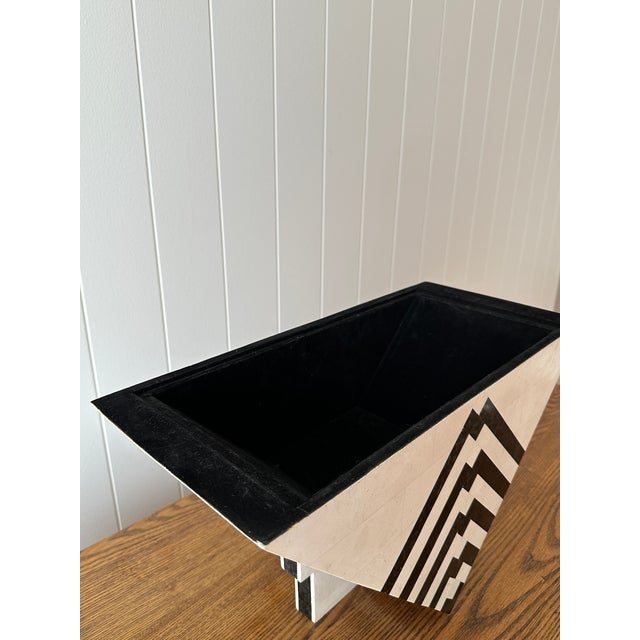 Vintage Maitland-Smith Tessellated Mactan Stone Box With Marble and Brass Inlay For Sale - Image 14 of 18