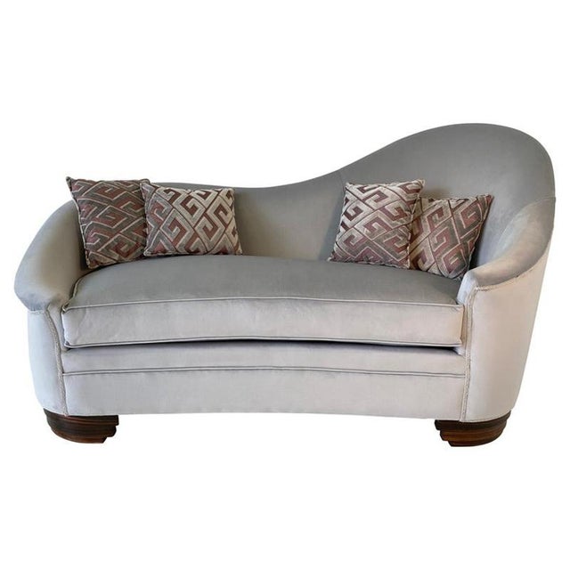 Art Deco Italian Grey Velvet and Macassar Sofa, 1950s For Sale - Image 11 of 11
