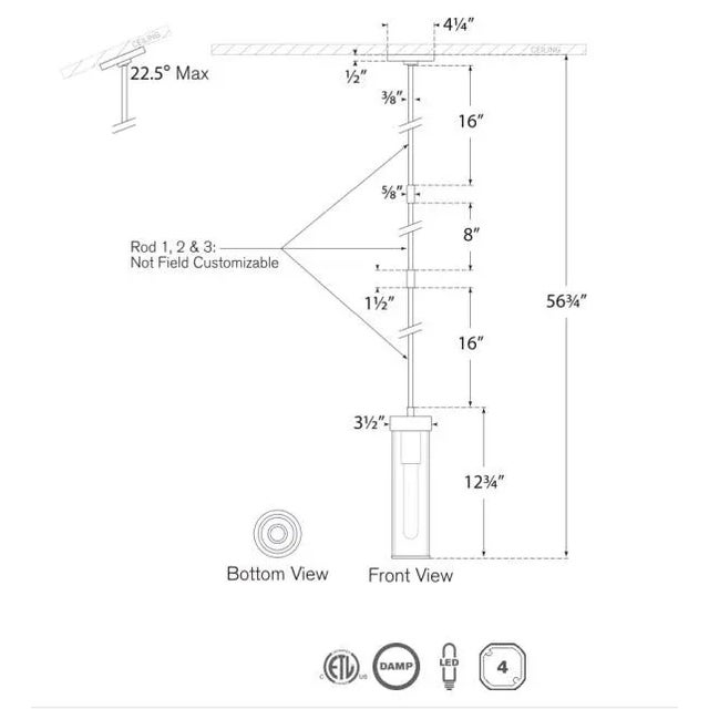 Modern Kelly Wearstler for Visual Comfort Signature Liaison Short Pendant in Bronze with Clear Glass For Sale - Image 3 of 3
