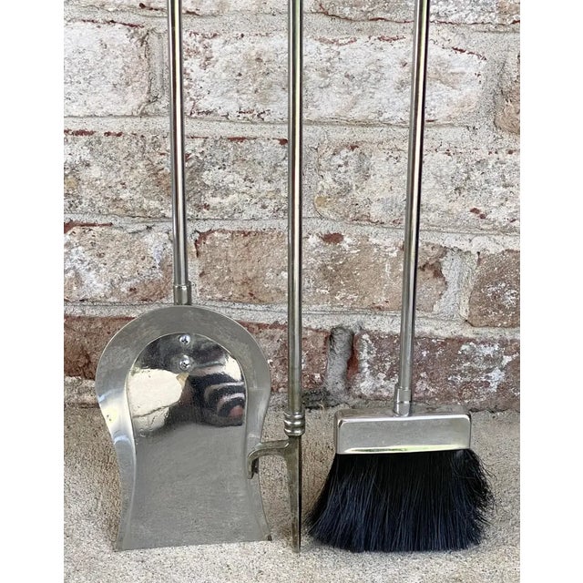 Late 20th Century Late 20th Century Modernist Chrome Fireplace Tools With Spring Handles - a Set of 4 For Sale - Image 5 of 10