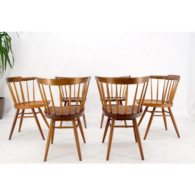Wood Set of 6 Oiled Walnut Spindle Back Dining Chairs by George Nakashima For Sale - Image 7 of 13