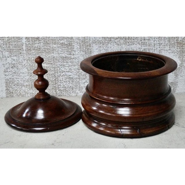 Antique Dutch Tobacco Jar. Made from fruit wood, this ring turned Jar has a turned stepped body and base, with a fitted...