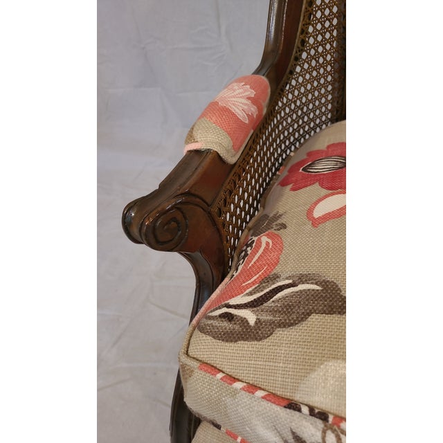 Mid 20th Century Mid 20th Century Vintage Floral Cane Lounge Chair For Sale - Image 5 of 7
