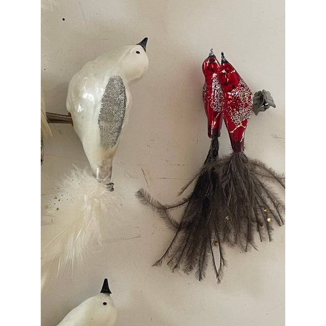 Shabby Chic 10 Antique Clip on Bitds German Christmas Ornaments For Sale - Image 3 of 4