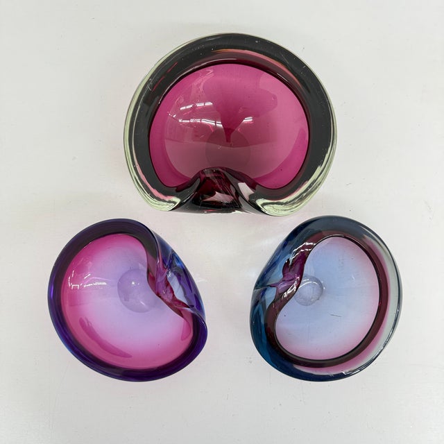 1970s Pink Sommerso Murano Glass Bowls, 1970s, Set of 3 For Sale - Image 5 of 18