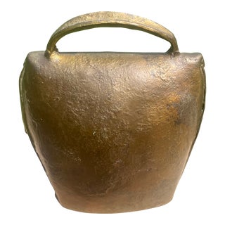 Large 1980s Copper Color Cow Bell For Sale