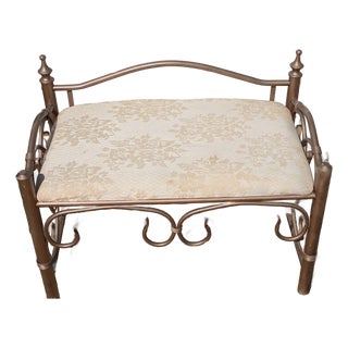 Mid 20th Century Decorative Bronze Vanity Seat With Cushion. For Sale