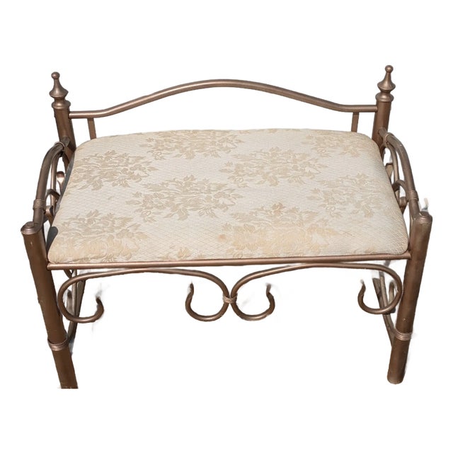 Mid 20th Century Decorative Bronze Vanity Seat With Cushion. For Sale