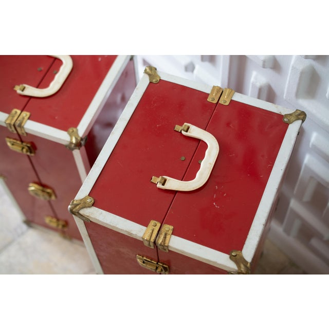 Mid-Century Modern 1950s Glossy Red Stacking Trunks - a Pair For Sale - Image 3 of 10