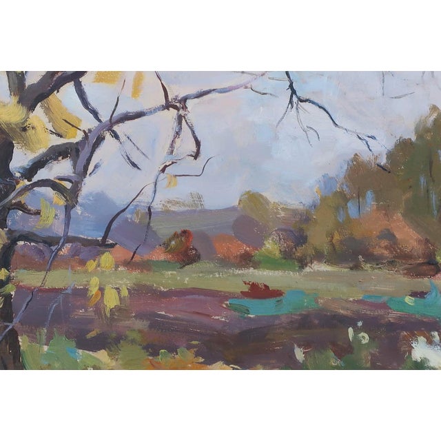 1990s Autumn Oil Painting, Rural Landscape, Ukrainian Art 34-49 For Sale - Image 4 of 6