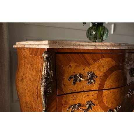 Mid 19th Century French Louis XV Style Burr Walnut Marble Top Bombe Commode For Sale - Image 9 of 18