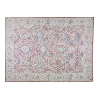 Vintage Turkish Hand Knotted Natural Color Organic Angora Wool Oushak Rug,8'10"x11'10" For Sale