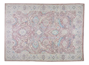 Vintage Turkish Hand Knotted Natural Color Organic Angora Wool Oushak Rug,8'10"x11'10"