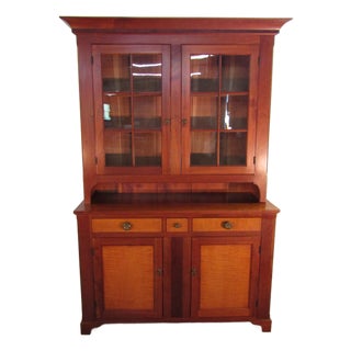 Eldred Wheeler Custom Made Solid Cherry and Tiger Maple Cupboard For Sale