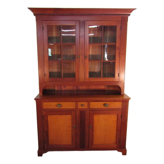 Eldred Wheeler Custom Made Solid Cherry and Tiger Maple Cupboard For Sale
