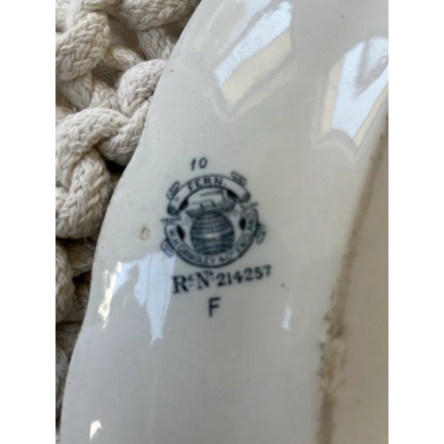 Ceramic Antique W. H. Grindley Blue Fern Oval Ironstone Serving Platter, England C. 1891-1914 For Sale - Image 7 of 9