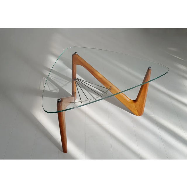 Wood Tripod Coffee Table by by Louis Sognot, France, 1950s For Sale - Image 7 of 13