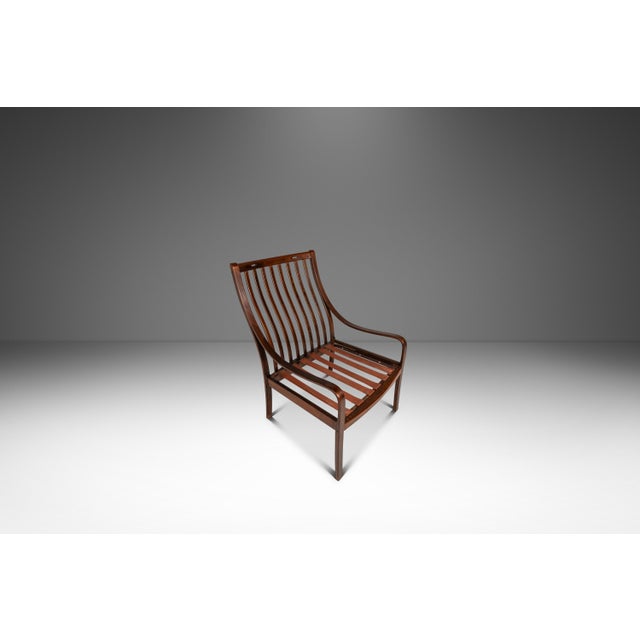 Wood Mid-Century Danish Modern Bentwood Lounge Chair in Rosewood & Original Fabric by Fredrik A. Kayser for Vatne Møbler, Denmark, C. 1970's For Sale - Image 7 of 18