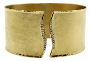 Marika Desert Gold 14k Gold Cuff Bracelet With Diamond Wave