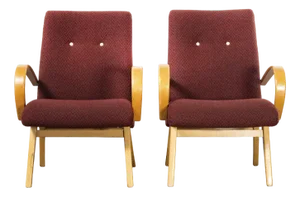 Set of Vintage Red Chairs from Up Zavody, 1960s