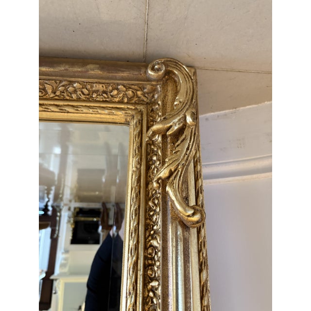 Antique Edwardian Carved Gilded Frame Wall Mirror, 1910 For Sale - Image 6 of 8