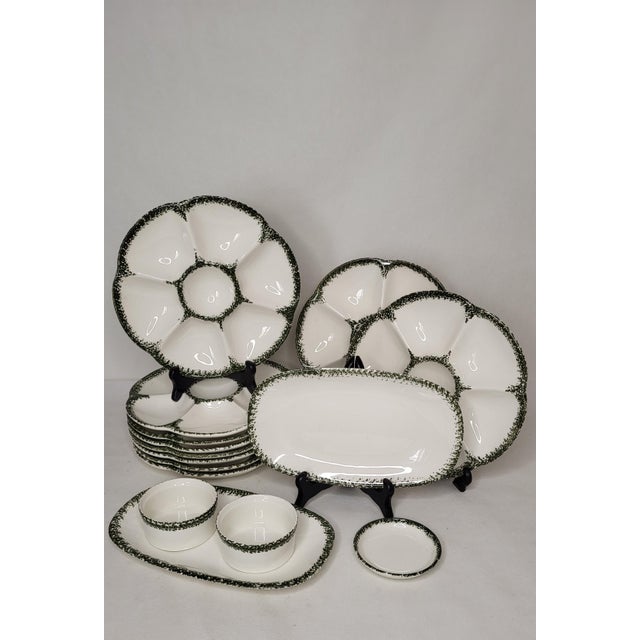 Ceramic Gien Earthenware Oyster Service, 1960s, Set of 14 For Sale - Image 7 of 7
