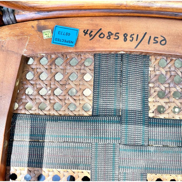 Burnt Umber Pair of 1980s Chinese Chippendale Faux Bamboo Armchairs With Cane Seats For Sale - Image 8 of 14