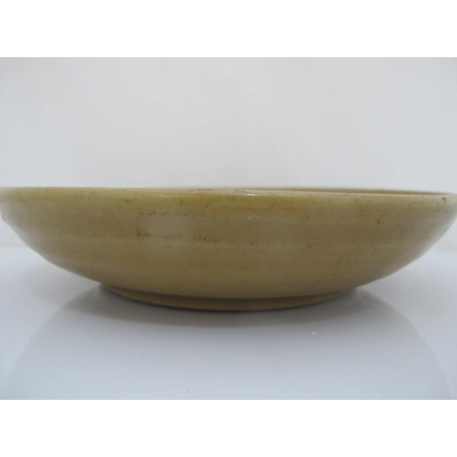 Chinese Longquan Yuan Style Celadon Olive Green Glaze Lotus Flower Shallow Bowl For Sale - Image 4 of 8