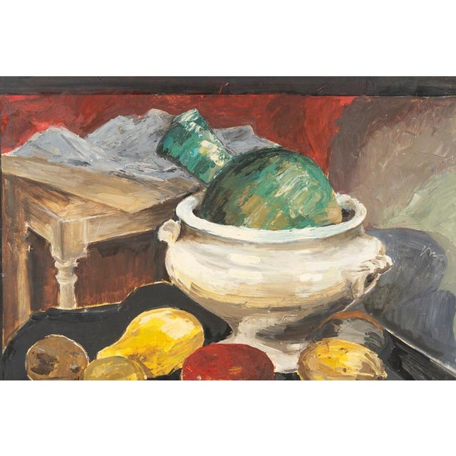 Painting, oil on cardboard depicting a still life, unsigned, 20th century. Oil on cardboard, painting depicting a still...