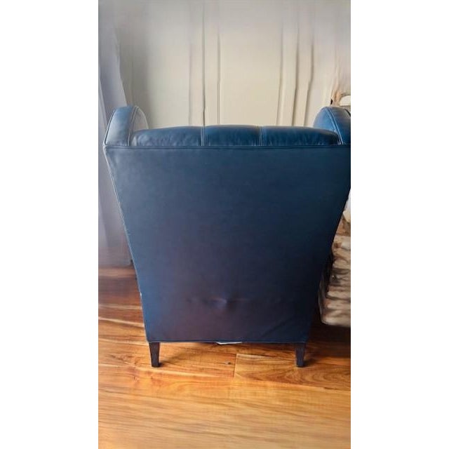 Ambella Leather Wingback Lounge Chair W/ Matching Ottoman For Sale - Image 9 of 9