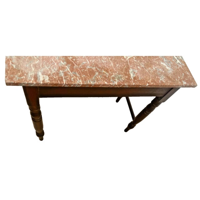 Late 19th Century Late 19th Century Victorian Marble-Top Console Table With Spool Turned Legs For Sale - Image 5 of 11