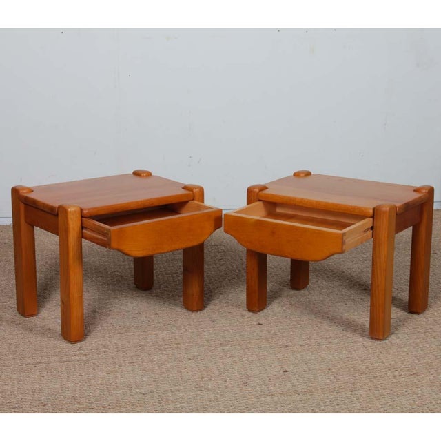 Wood Elm Bedside Tables, 1980s, Set of 2 For Sale - Image 7 of 8