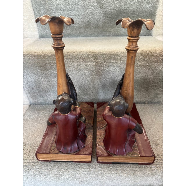 Metal Vintage Monkey Candlesticks, j.b. Van Sciver, a Pair For Sale - Image 7 of 18