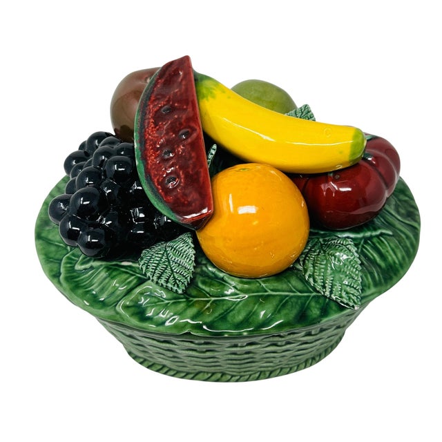 Add a vibrant pop of mid-century charm to your kitchen or dining room with this stunning Portuguese Majolica fruit topiary...