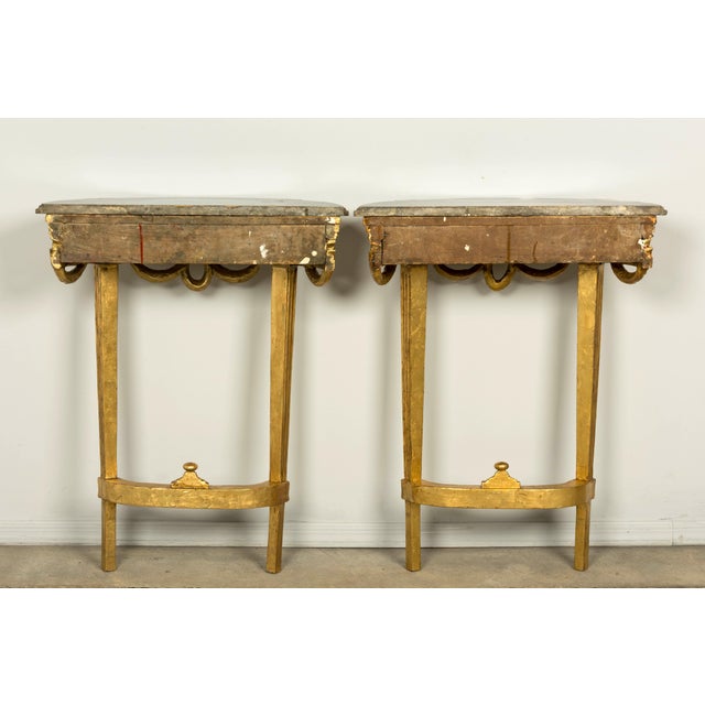 Pair of 18th Century French Louis XVI Giltwood Demilune Tables For Sale - Image 17 of 18