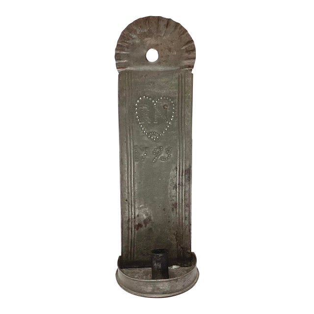 18th Century Punched Tin Wall Sconce For Sale