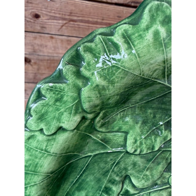 Italian Vietri Foglia Fresca Leaf Majolica Charger Plates — Set of 3 For Sale - Image 11 of 12