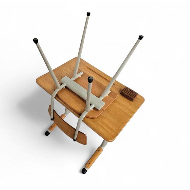 School Desk Set with Tapering Legs, 1960s, Set of 2 For Sale - Image 16 of 18