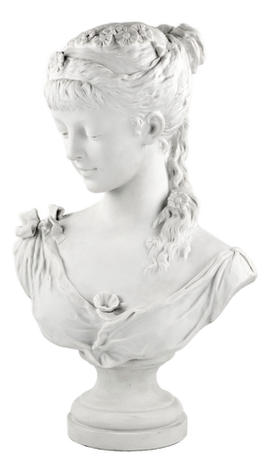 Biscuit Porcelain Bust of Young Girl from Charles Levy & Co, France, 1876