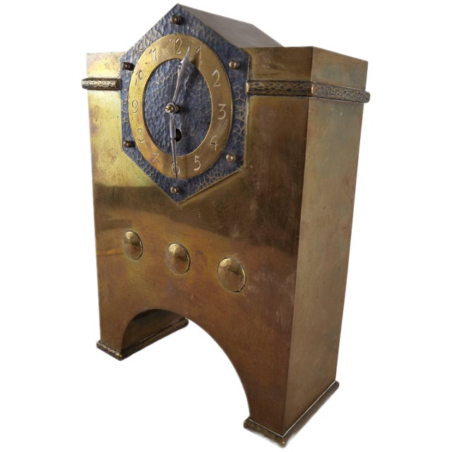 Vintage Art Deco Console Clock in Brass Case, 1930 For Sale - Image 3 of 18