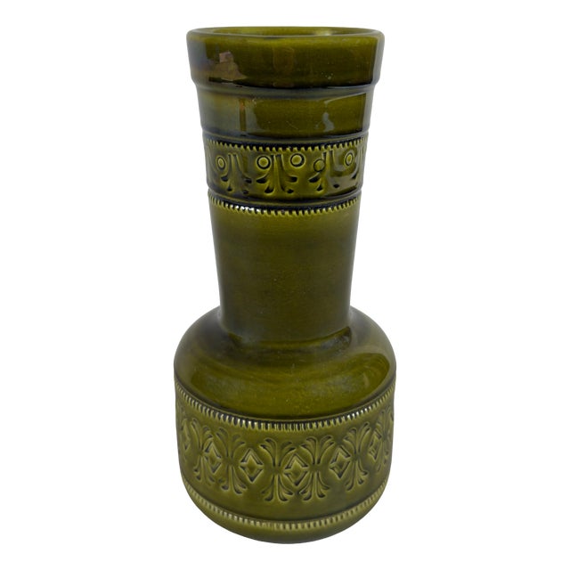 Vintage Iridescent Green Majolica Ceramic Vase from Facs San Marino, 1960s For Sale