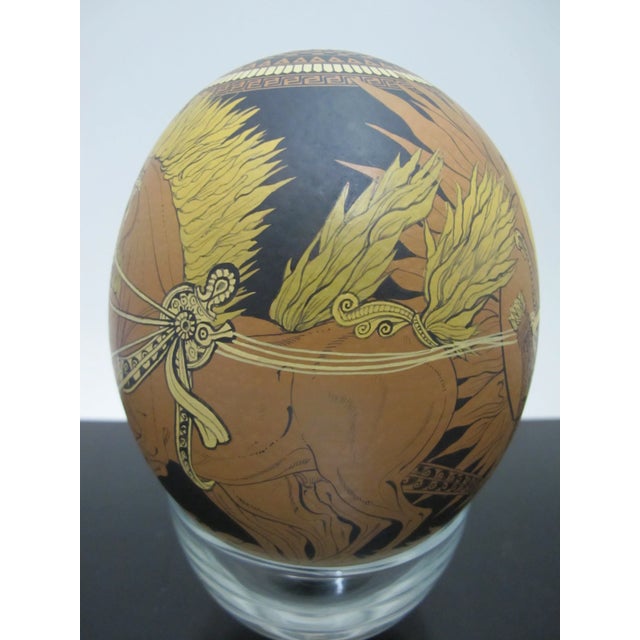 Figurative Yiannis Nomikos Homoerotic Mythology Large Handpainted Art Ostrich Egg 1979 For Sale - Image 3 of 12