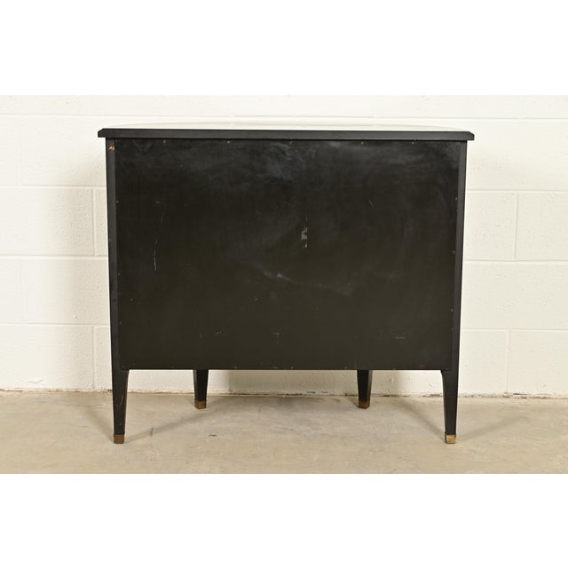 Imperial Furniture Grand Rapids French Regency Chinoiserie Black Lacquered Hand Painted Demilune Cabinet, Circa 1940s For Sale - Image 15 of 16