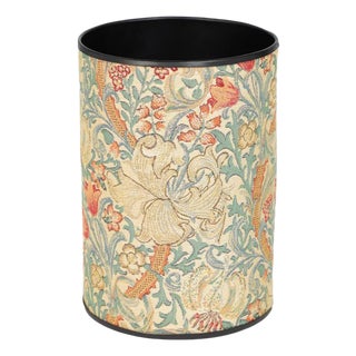 Golden Lily Light Tapestry Waste Bin For Sale