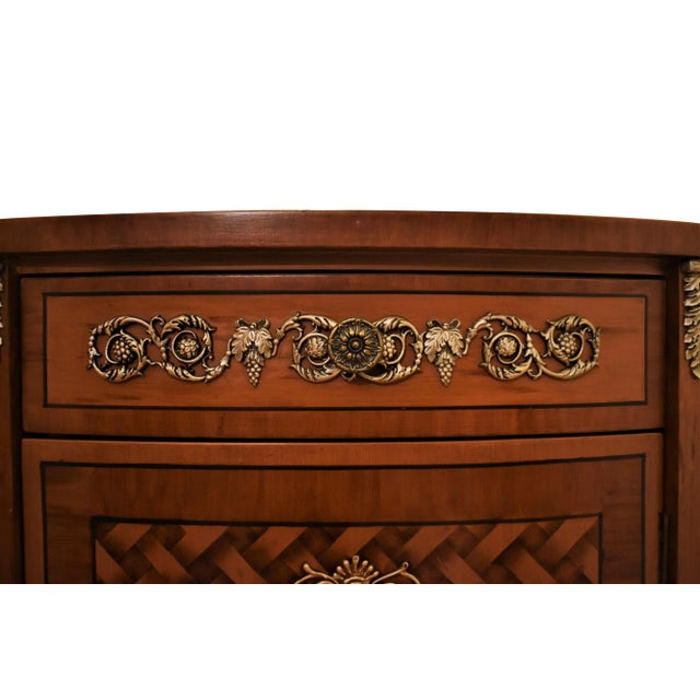 Wood Mid 20th Century French Louis XVI Style Marquetry Demilune Cabinet For Sale - Image 7 of 12