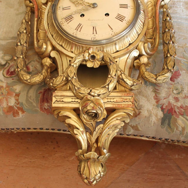 Early 20th Century Swedish Gustavian Style Gilt Wood Cartel Clock, Georg Jensen Inc. For Sale - Image 5 of 17