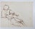 Vintage mid 20th century sepia pen and ink drawing on paper. Seated figure, unsigned. Unframed, age toning, sketchbook...
