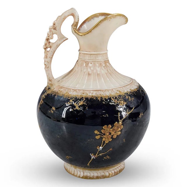 A striking Austrian Art Nouveau ewer by Amphora of Turn-Teplitz, Bohemia, circa 1900–1910. The rounded body is finished in...